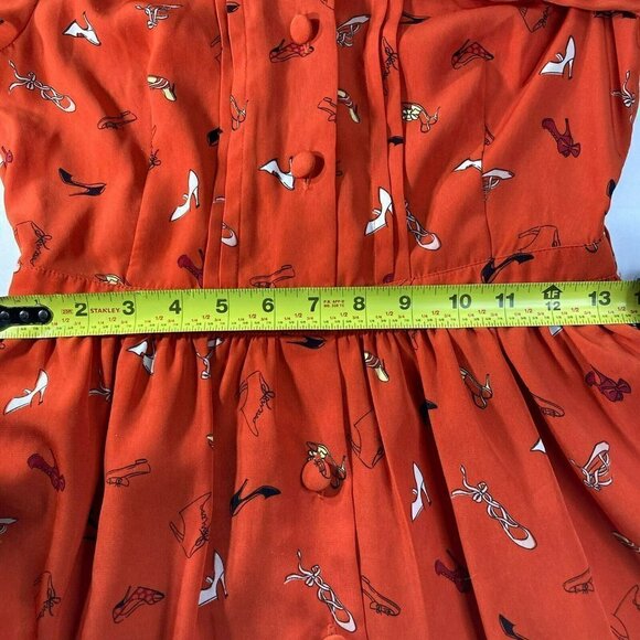 Dip Drop Japan Design Long Sleeve Cover Button Pleated Bodice Knee Length Dress - Picture 10 of 11